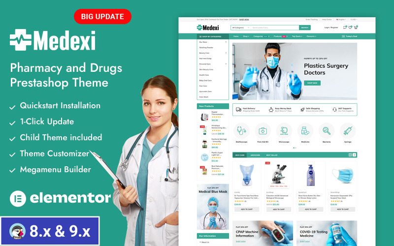 Medexi - Tema reattivo PrestaShop per negozi di articoli medici e sanitari