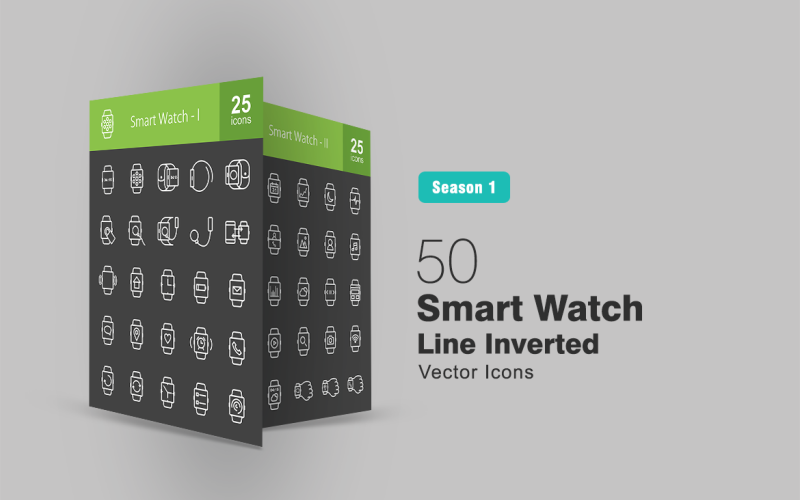 Download Набор иконок "50 Smart Watch Line Inverted Icon Set" / 50 Smart Watch Line Inverted Icon Set - Набор иконок на тему графика smart,watch,icon,apps,swipe,charger,sync,vibration,screen,clock,battery,email,messaging,location,health,alarm,call,refresh,news,game