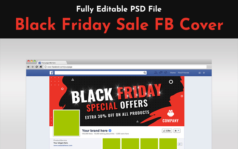 Download Шаблон для соцсетей "Black Friday Sale FB Timeline Cover Social Media Template" / Black Friday Sale FB Timeline Cover Social Media Template - Шаблон для соцсетей на тему графика black friday sale offer exclusive fb cover timeline facebook fashion ecommerce marketing post image creative socialmedia coverimage hurry