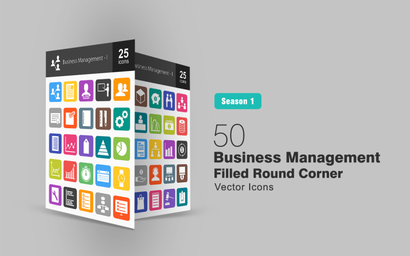 Download Набор иконок "50 Business Management Filled Round Corner Icon Set" / 50 Business Management Filled Round Corner Icon Set - Набор иконок на тему графика business icon management user job opening settings graph timer cash tasks flowchart client connected team payment launch configurations employees iconbunny