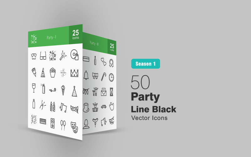 Conjunto de ícones de linha de 50 festas