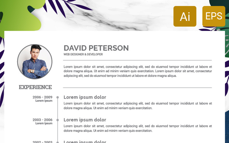 Download Резюме "David - Web Designer and Cover Latter Resume Template" / David - Web Designer and Cover Latter Resume Template - Резюме на тему графика a4,cv,business,card,clean,resume,cover,letter,creative,curriculum,vitae,set,elegant,job,minimalist,modern,portfolio,professional,ai,eps
