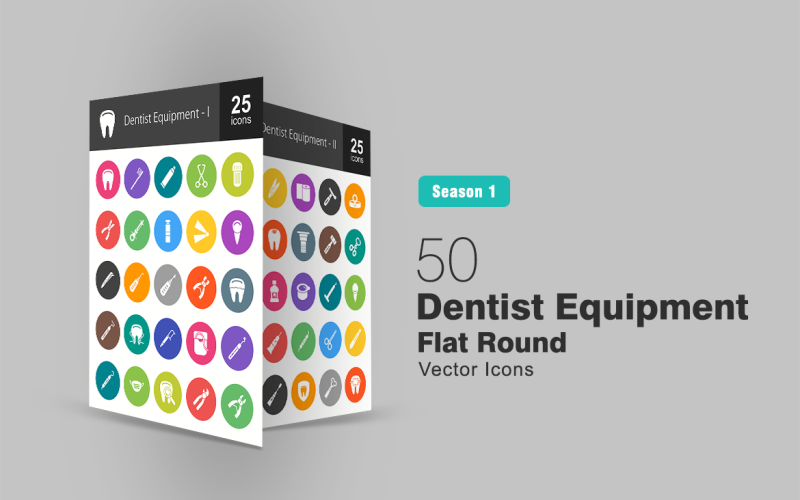 Download Набор иконок "50 Dentist Equipment Flat Round Icon Set" / 50 Dentist Equipment Flat Round Icon Set - Набор иконок на тему графика dentist,icon,dental,tooth,paste,brush,clamps,capsule,pliers,syringe,anaesthetic,crane,floss,probe,mask,examine,extract,forceps,gauze,hammer