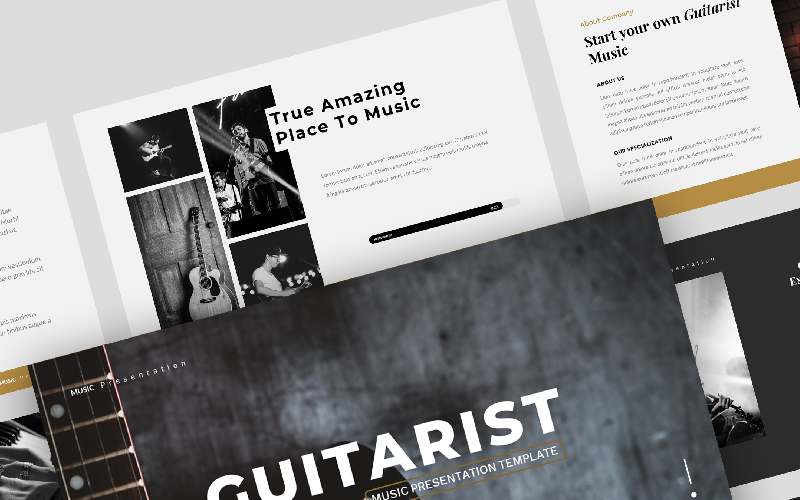 Gitarzysta - Muzyka PowerPoint szablon