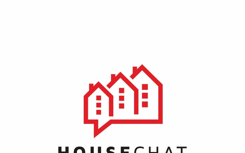 Download Шаблон логотипа "House Chat Logo Template" / House Chat Logo Template - Шаблон логотипа на тему графика brand branding business chat company corporate economy find group home locator house internet locate location map new year place property