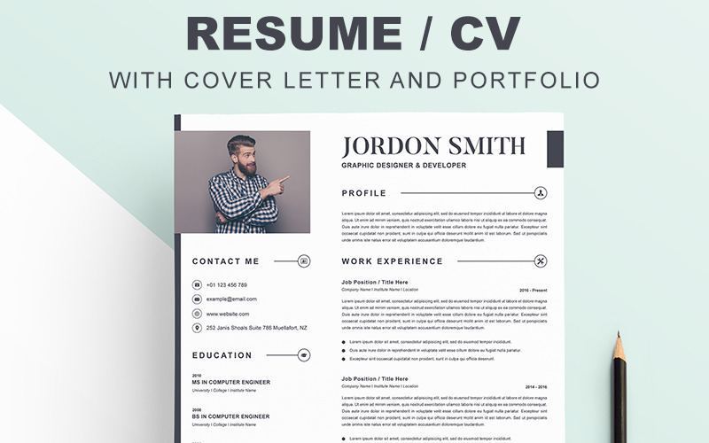 Download Резюме "Jordon Resume Template" / Jordon Resume Template - Резюме на тему графика resume portfolio cv interview call letter flyer work experience contact information modern biodata personal business company letterhead creative