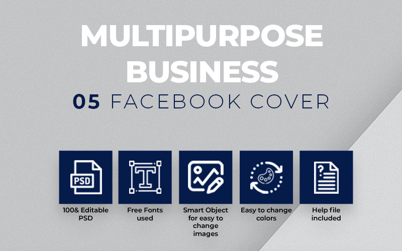 Download Шаблон для соцсетей "5 Multipurpose Business Facebook Cover Social Media Template" / 5 Multipurpose Business Facebook Cover Social Media Template - Шаблон для соцсетей на тему графика advertising banners business clean corporate customizable facebook cover fb marketing multipurpose promotion psd social media timeline web banner element tunc