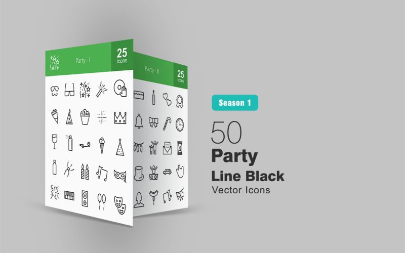 Download Набор иконок "50 Party Line Icon Set" / 50 Party Line Icon Set - Набор иконок на тему графика party icon celebration music drinks food blower spray icecream bottle speaker balloons guitar fireworks invitation hat limousine hot dog iconbunny
