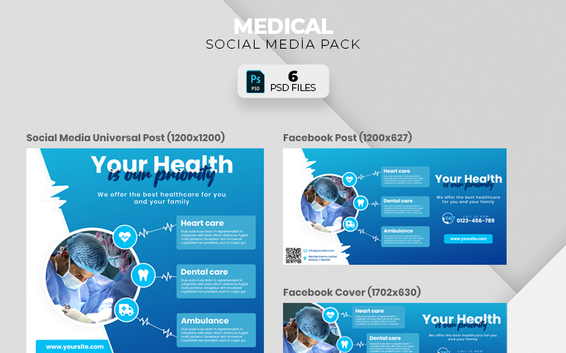 Шаблон для социальных сетей Medical & Health Pack