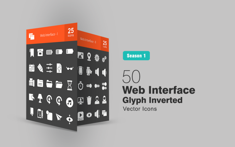 50 Webinterface Glyph omgekeerde pictogramserie