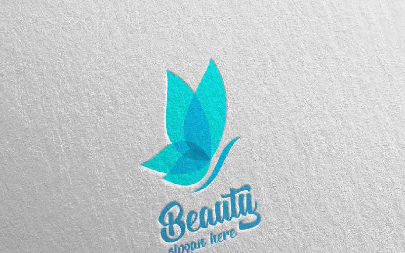 Fjärilsfärger med skönhet och unik design 2-logotypmall
