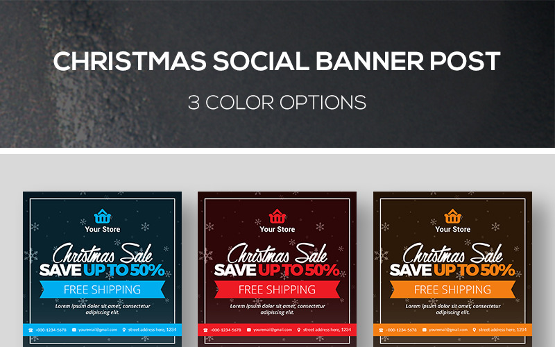 Download Шаблон для соцсетей "Christmas Banner Post Social Media Template" / Christmas Banner Post Social Media Template - Шаблон для соцсетей на тему графика banner promotion banners boxing day christmas sale season deal discount fashion instagram promo