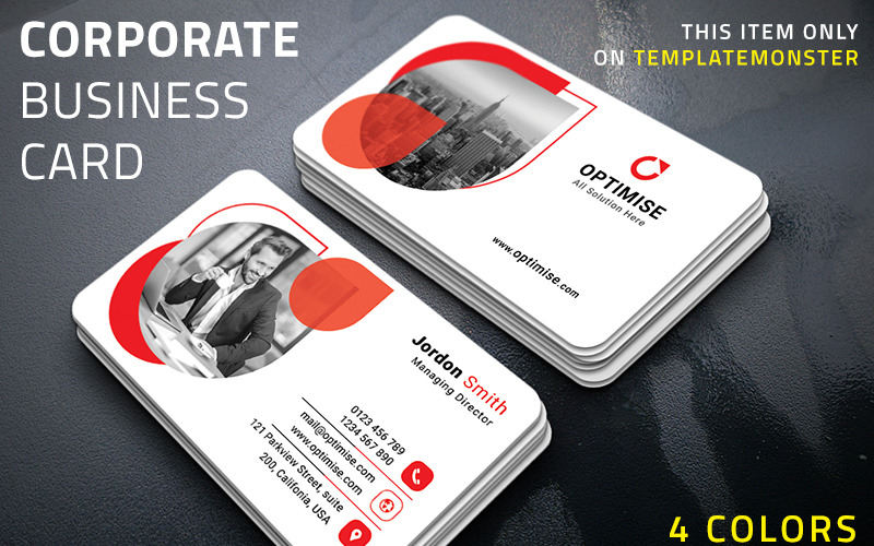 Download Фирменный стиль "Optimise Business Card - Corporate Identity Template" / Optimise Business Card - Corporate Identity Template - Фирменный стиль на тему графика company business visiting card photoshop psd branding corporate modern creative agency multipurpose clean white flyer broucher print real estate printready