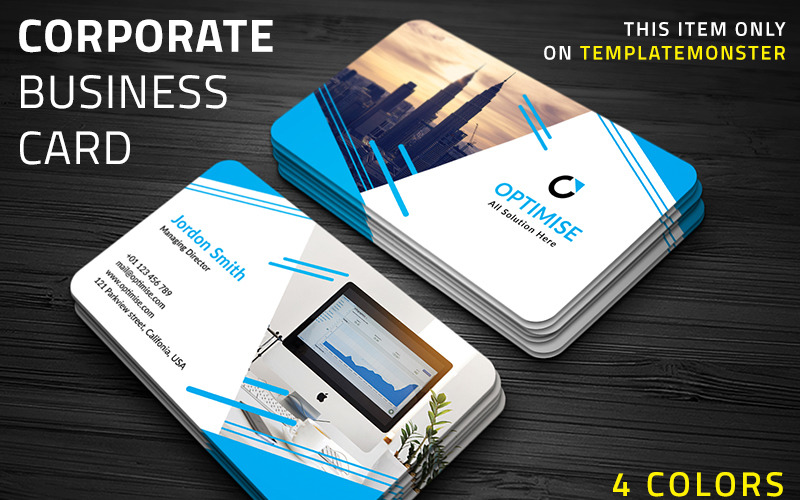 Download Фирменный стиль "Optimise Business Card - Corporate Identity Template" / Optimise Business Card - Corporate Identity Template - Фирменный стиль на тему графика print business visiting 300 dpi ready cmyk corporate agency studio personal company portfolio flyer broucher red blue cyan green orange