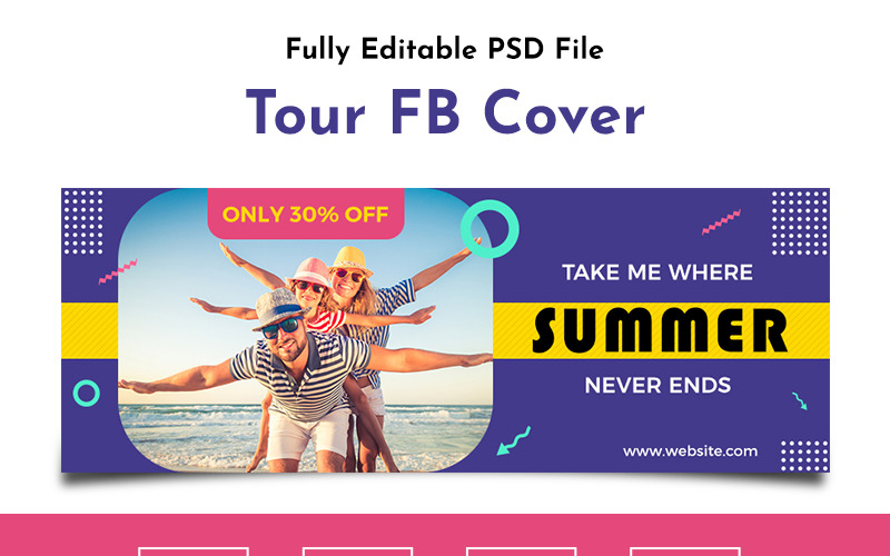 Download Шаблон для соцсетей "Tour Facebook Cover Social Media Template" / Tour Facebook Cover Social Media Template - Шаблон для соцсетей на тему графика sale vacation holiday tour summer winter offer snow time specscale agency traveler business company travel place new country world worldtour