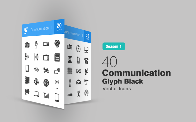 Download Набор иконок "40 Communication Glyph Icon Set" / 40 Communication Glyph Icon Set - Набор иконок на тему графика communication icon communicate connection connectivity telecom computing internet media newspapericon laptop network signals globe satellite broadcast device data transfer iconbunny