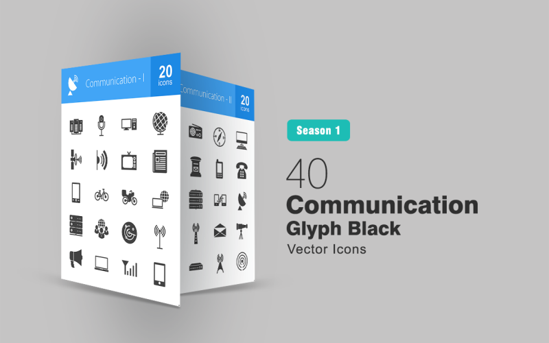 Conjunto de iconos de glifos de comunicación 40