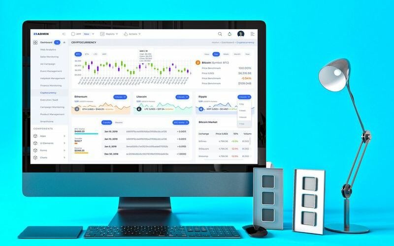 Användargränssnitt för Cryptocurrency Admin Dashboard