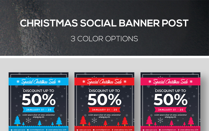 Download Шаблон для соцсетей "Christmas Banner Post Social Media Template" / Christmas Banner Post Social Media Template - Шаблон для соцсетей на тему графика banner promotion banners boxing day christmas sale season deal discount fashion instagram promo