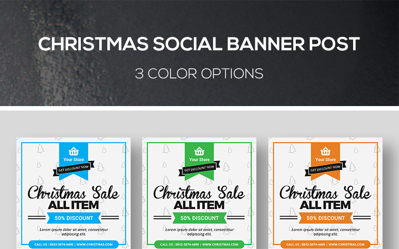 Download Шаблон для соцсетей "Christmas Banner Post Social Media Template" / Christmas Banner Post Social Media Template - Шаблон для соцсетей на тему графика banner promotion banners boxing day christmas sale season deal discount fashion instagram promo