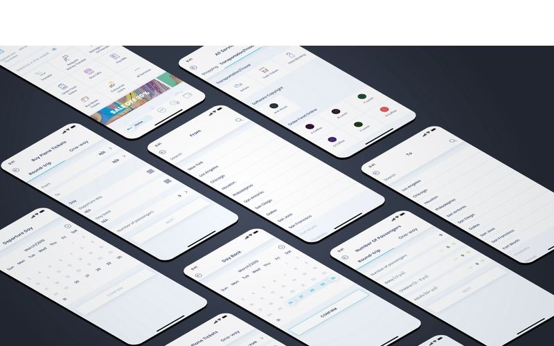 Éléments de l'interface utilisateur des billets d'avion