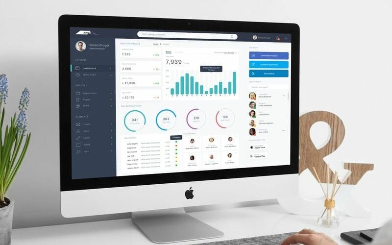 Éléments de l'interface utilisateur du bureau de l'administrateur des ventes