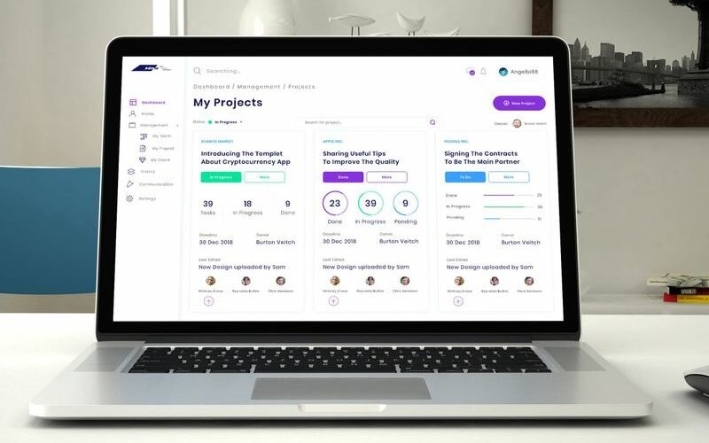 Элементы пользовательского интерфейса панели администратора для управления проектами