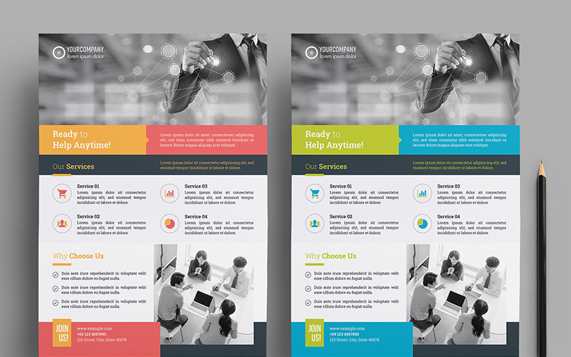 Download Фирменный стиль "Flyer Layout with Colorful - Corporate Identity Template" / Flyer Layout with Colorful - Corporate Identity Template - Фирменный стиль на тему графика flyer,colorful,creative
