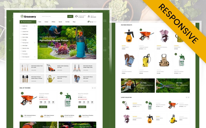 Grassery - Garden Tools Store OpenCart Responsive Template