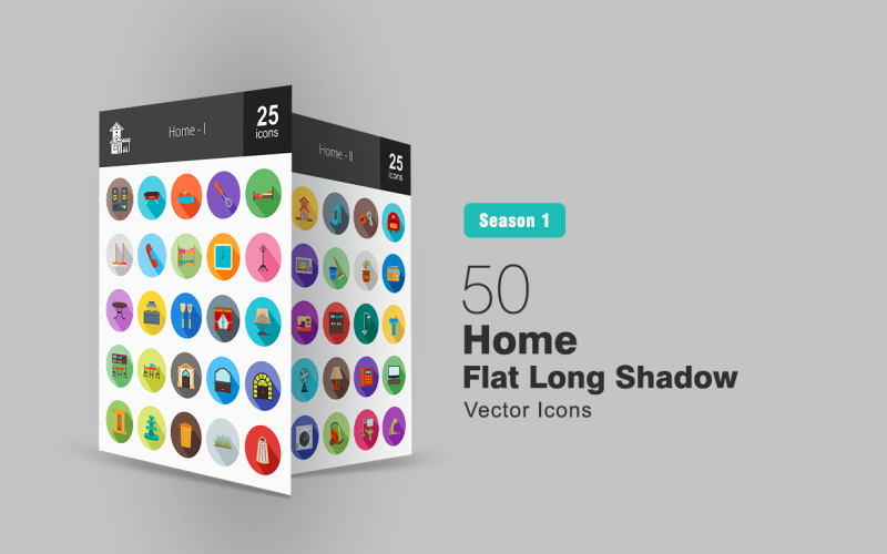 Download Набор иконок "50 Home Flat Long Shadow Icon Set" / 50 Home Flat Long Shadow Icon Set - Набор иконок на тему графика home icon objects barbecue bath bedroom dining room doorway entrance fireplace fountain shower staircase washroom plant tap toaster television fan
