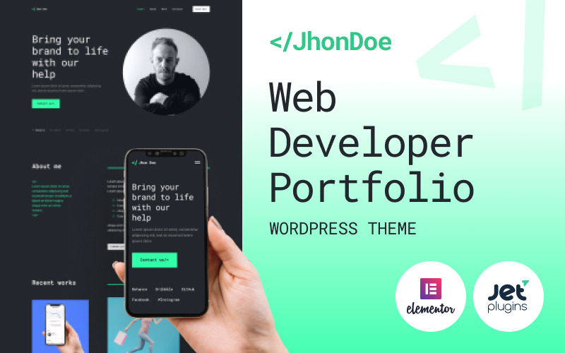Jhon Doe - Contemporary Web Developer WordPress Theme