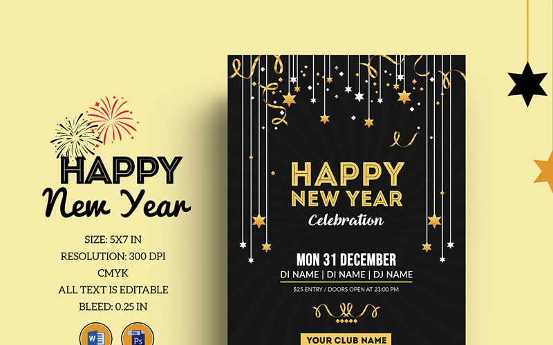 Download Фирменный стиль "New Year Party Flyer - Corporate Identity Template" / New Year Party Flyer - Corporate Identity Template - Фирменный стиль на тему графика new party year christmas holiday invitation template design club word psd invite