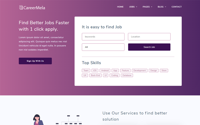 Careermela İş Portalı Web Sitesi Şablonu TemplateMonster