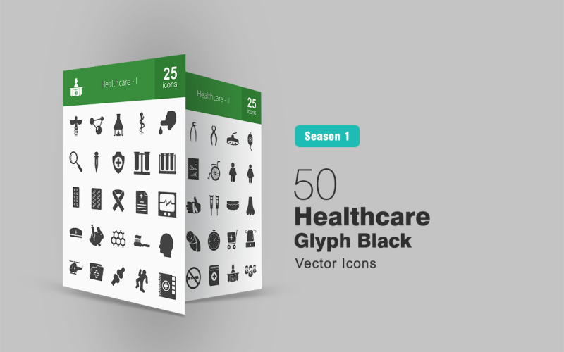 50 Healthly Glyph Icon Set