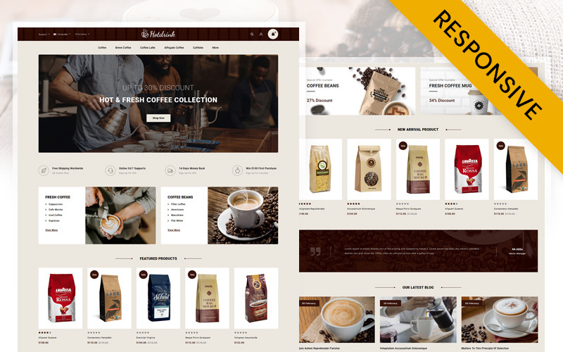Hotdrink – Coffee Store OpenCart reszponzív sablon
