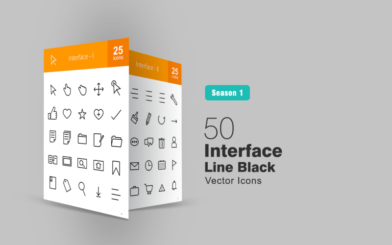 50 interface lijn pictogramserie