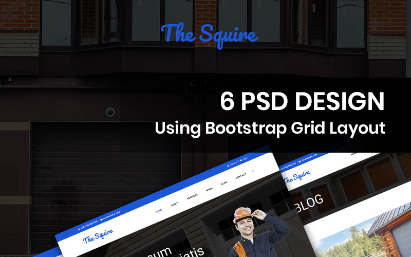 Download PSD шаблон "The Squire - Garage Doors Services PSD Template" / The Squire - Garage Doors Services PSD Template - PSD шаблон на тему графика garage doors services template theme psd photoshop