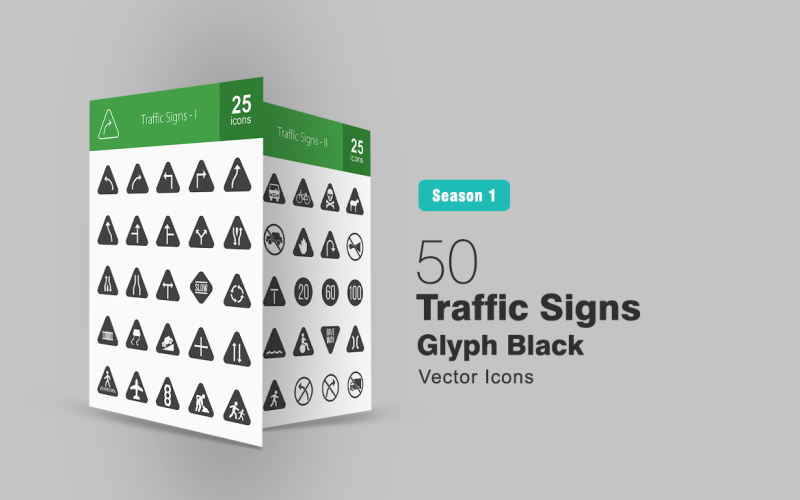 Download Набор иконок "50 Traffic Signs Glyph Icon Set" / 50 Traffic Signs Glyph Icon Set - Набор иконок на тему графика traffic icon signs curve turn signal bend lane horn danger sign give way stop railway dead end bridge speed limit