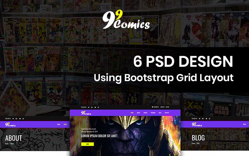 99 comics - Comics PSD Template