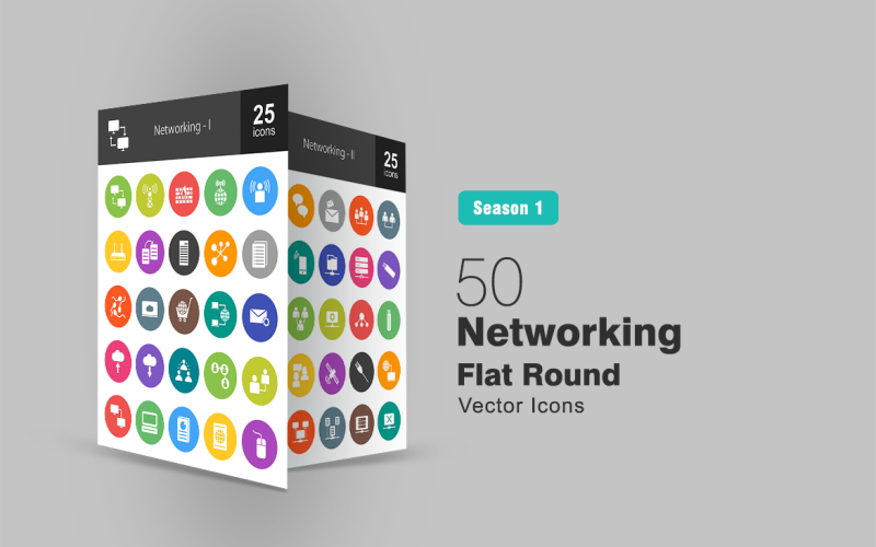 Download Набор иконок "50 Networking Flat Round Icon Set" / 50 Networking Flat Round Icon Set - Набор иконок на тему графика networking icon connections network shared systems tower signals firewall server cloud chatting satellite globe processors conversation messages computer file sharing