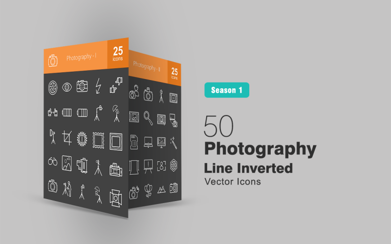 Download Набор иконок "50 Photography Line Inverted Icon Set" / 50 Photography Line Inverted Icon Set - Набор иконок на тему графика photography icon photo camera flash focus battery light crop contrast frame glasses image film photographer picture edit zoom iconbunny