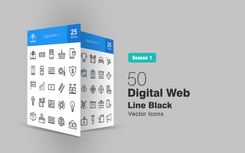 Download Набор иконок "50 Digital Web Line Icon Set" / 50 Digital Web Line Icon Set - Набор иконок на тему графика digital icon web commerce currency shopping emails keywording mobile marketing synchronization services insurance sale revenue discount design idea user experience