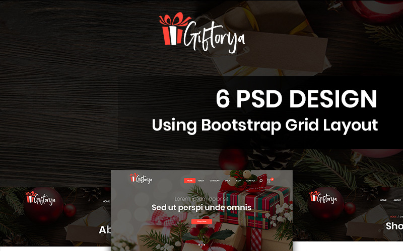 Download PSD шаблон "Giftorya - Gift Store PSD Template" / Giftorya - Gift Store PSD Template - PSD шаблон на тему графика gift shop template theme psd photoshop kids