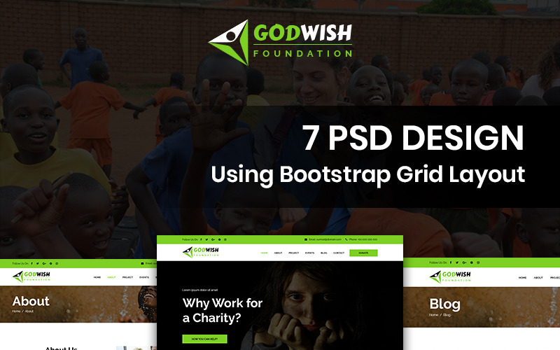 Godwish - PSD шаблон благотворительности