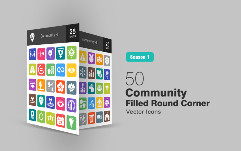 50 громади заповнені круглі куточок набір іконок