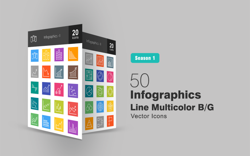 40 infographics lijn veelkleurige B / G pictogramserie