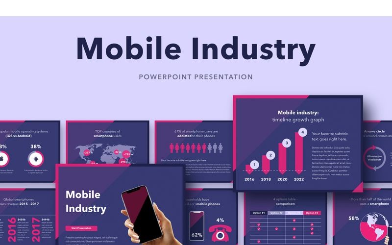 Шаблон PowerPoint для мобільної промисловості