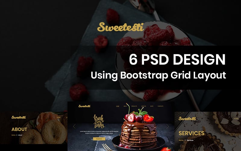 Download PSD шаблон "Sweetesti - Sweet Hub PSD Template" / Sweetesti - Sweet Hub PSD Template - PSD шаблон на тему графика sweet food shop template theme psd photoshop