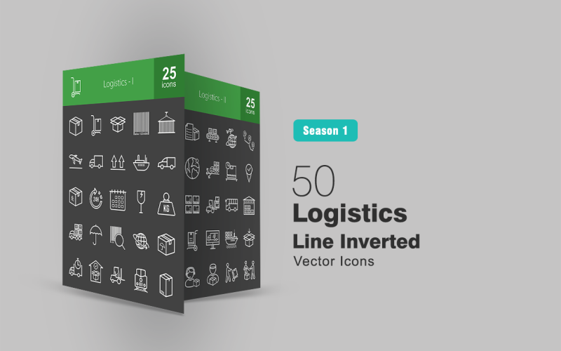 50 zestaw ikon odwróconej linii logistycznej
