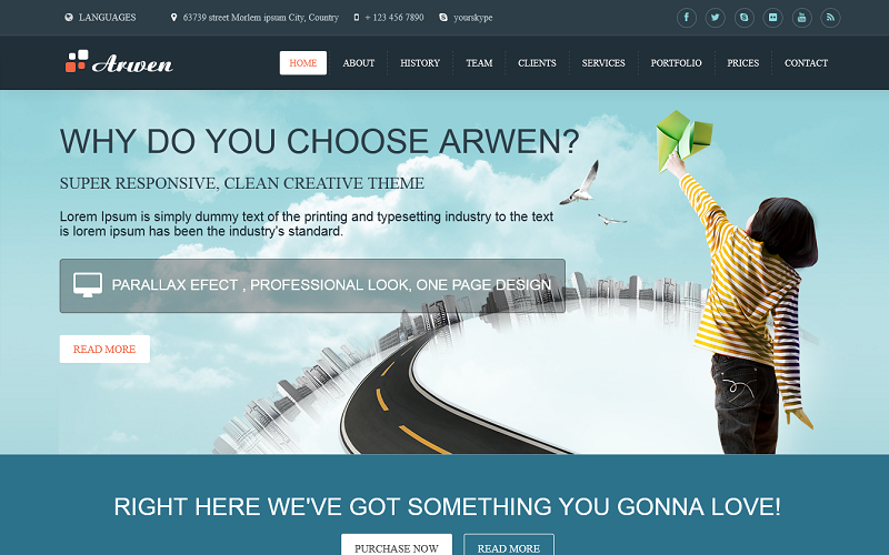 Arwen - modelo responsivo de uma página do Joomla